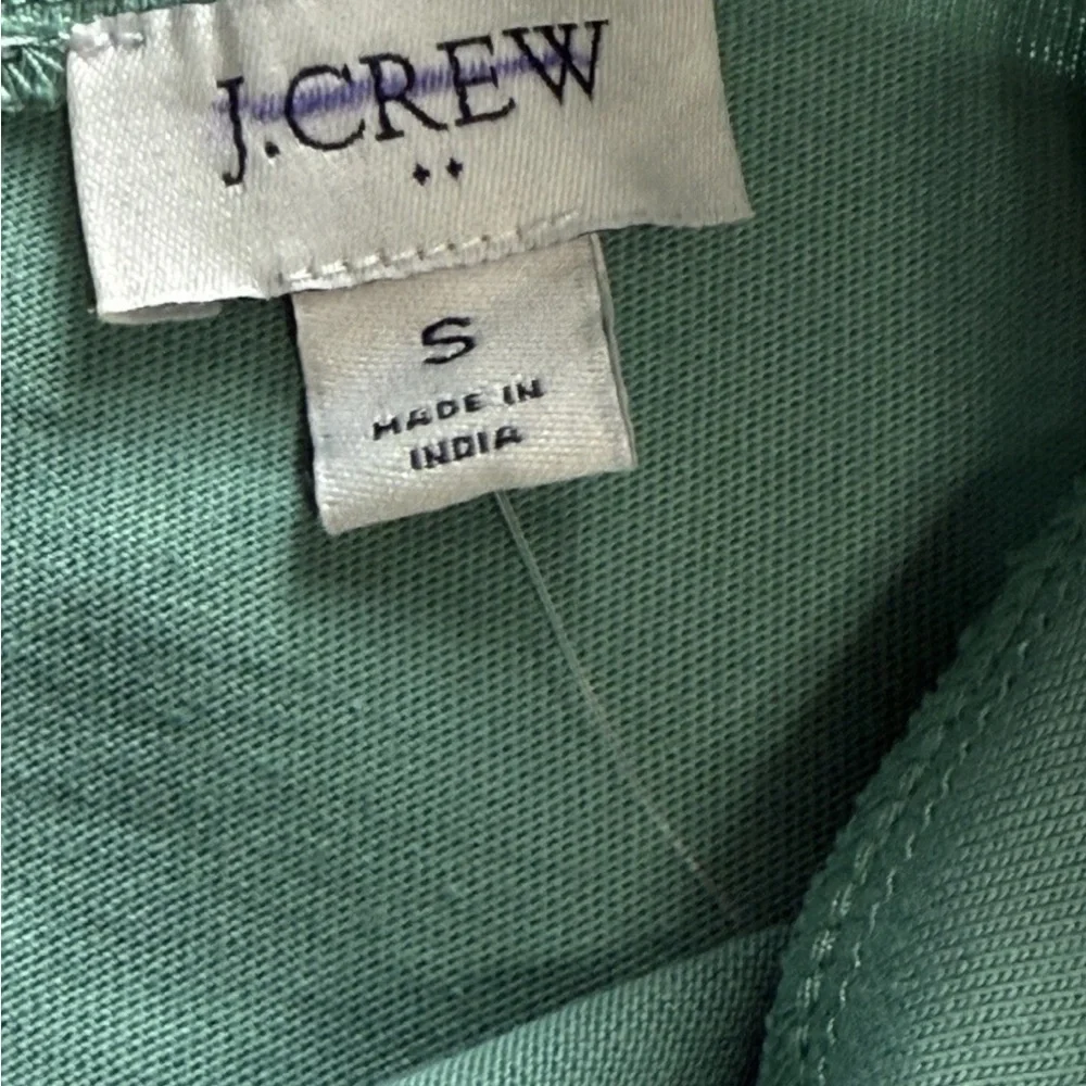 J Crew | 100% Cotton Green Puff-sleeve Button-Back Top | Size Small